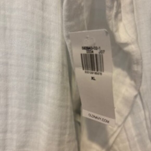 White Crinkle Gauze Loose Button-Down Shirt - XL - NWT - Picture 2 of 5